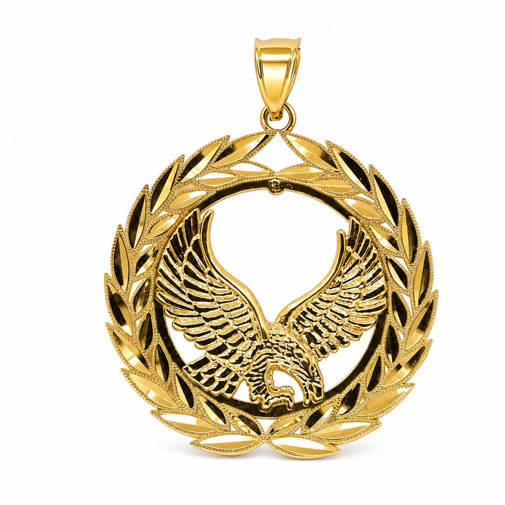 14K Yellow Gold Medal Eagle Pendant / Size: 32MM / Weight: 5.7 GR / BEEPD4EG