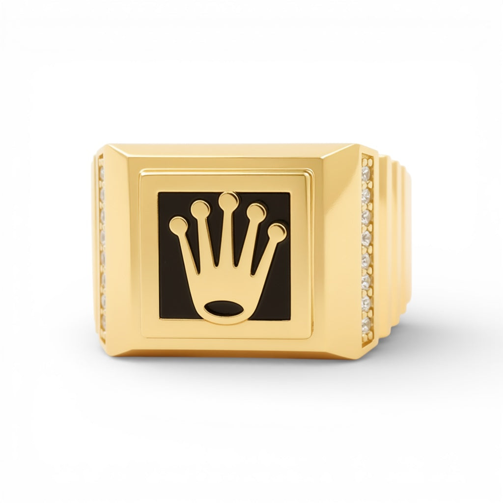 14K Yellow Gold Fashion Men's Ring with Cz / Size: 10.5 / Weight: 6.8 GR / P04FM-687
