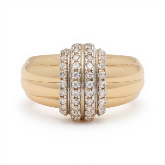 14K Yellow Gold Fashion Women's Ring with Cz / Size 7 / Weight: 3.5 GR / DOWR4FS-10