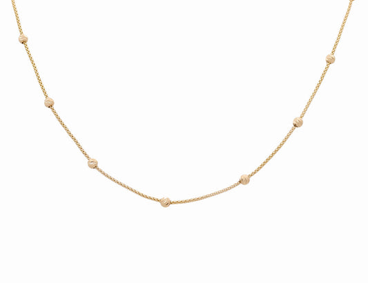 10K Yellow Gold Fashion Link Necklace with Diamond Cut Balls / Size: 18” / Weight: 3.8 GR / DQNK0BLL