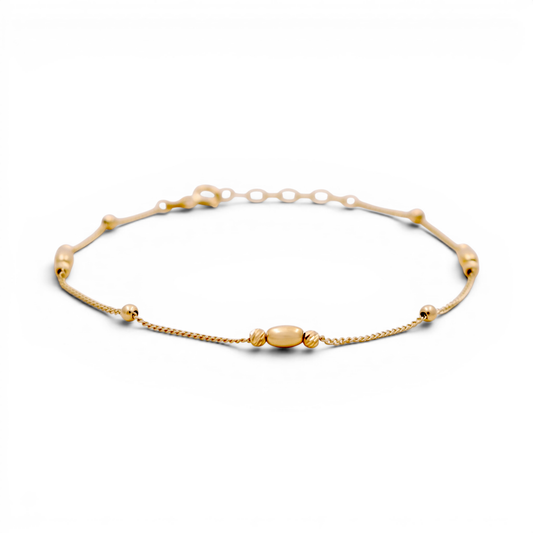 10K Yellow Gold Fashion Link Bracelet with Balls / Size: 7” / Weight: 1.2 GR / DQWB0BLL-4