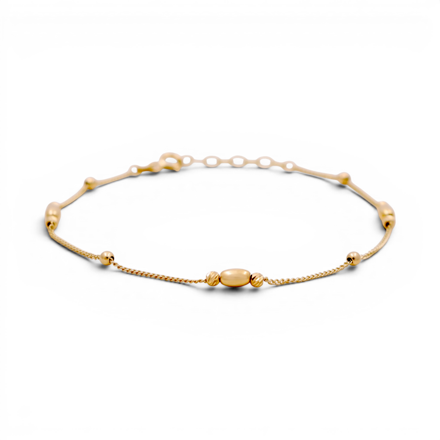 10K Yellow Gold Fashion Link Bracelet with Diamond Cut Balls / Size: 7” / Weight: 1.4 GR / DQWB0BLL-4