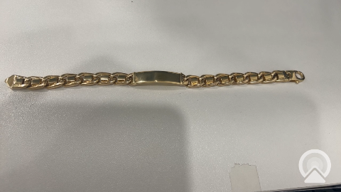 14K Yellow Gold Marine ID Men's Bracelet with CZ / Size:9mm 8" / Weight: 26.3gr / CSMB4MR
