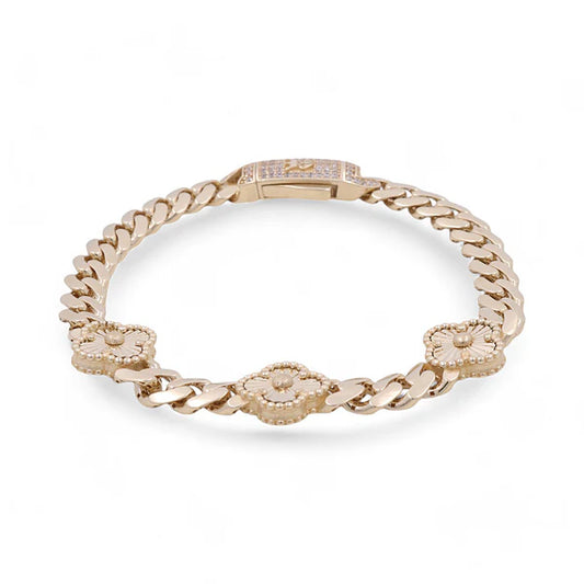 10K Yellow Gold Monaco Women's Bracelet with Three Gold Clover / CZ / Size: 7.5" / Weight: 11.6 GR/ DOWB0MONCLV