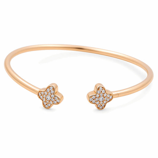 10K Yellow Gold Semisolid Fashion Women’s Bangle Bracelet w/Clover / Weight: 6.0 GR / P23B-1369