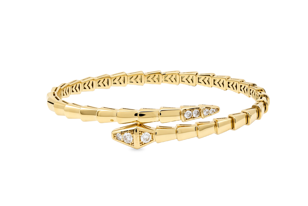 10K Yellow Gold Fashion BV Bangle Bracelet with Cz / Size: 18 / Weight: 10.1 GR / P23B-1650