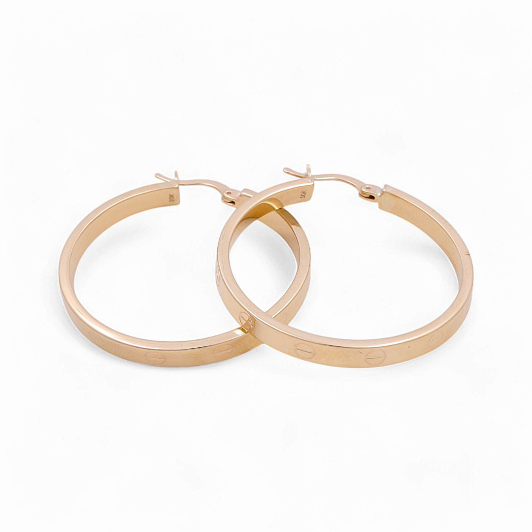 10K Yellow Gold Fashion CT Hoops Earrings / Size: 4mm X 34mm / Weight: 5 GR / KOEH0CT4x34
