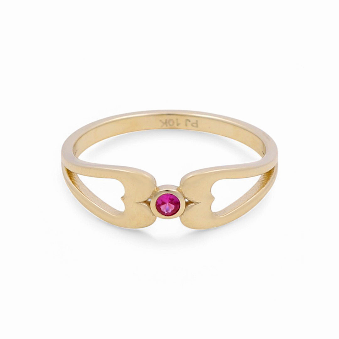 10K Yellow Gold Fashion Women's Ring with Pink CZ / Size: 8 / Weight: 1.8 GR / DPWR0FS-9