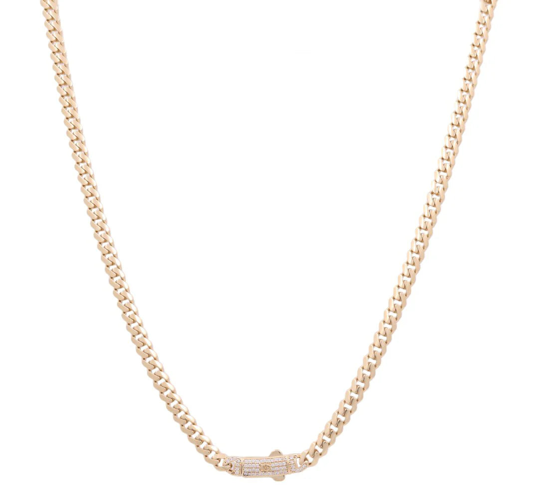 14K Yellow Gold Semisolid Monaco Chain / Size: 5mm 18" / Stone: Cz / Weight: 21.3 GR / COCH4MON5-18