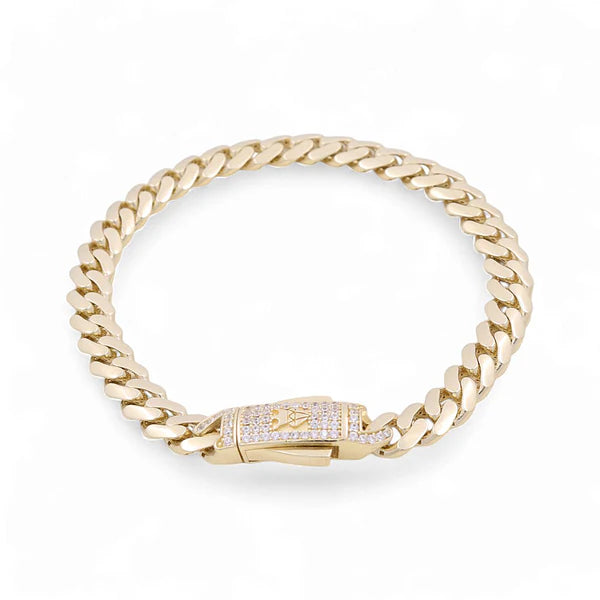 10K Yellow Gold Monaco Semisolid Men's Bracelet / Stone: Cz / Size: 7mm 8" / Weight: 10.2 GR / DOMB0MON7-8