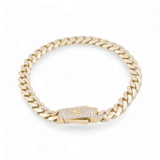 10K Yellow Gold Monaco Semisolid Men's Bracelet / Stone: Cz / Size: 7mm 8" / Weight: 10.9 GR