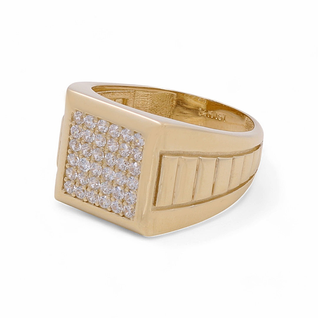 14K Yellow Gold Men’s Fashion Ring / CZ / Size 9.5 / Weight: 5.8 GR / COMR4FS-8