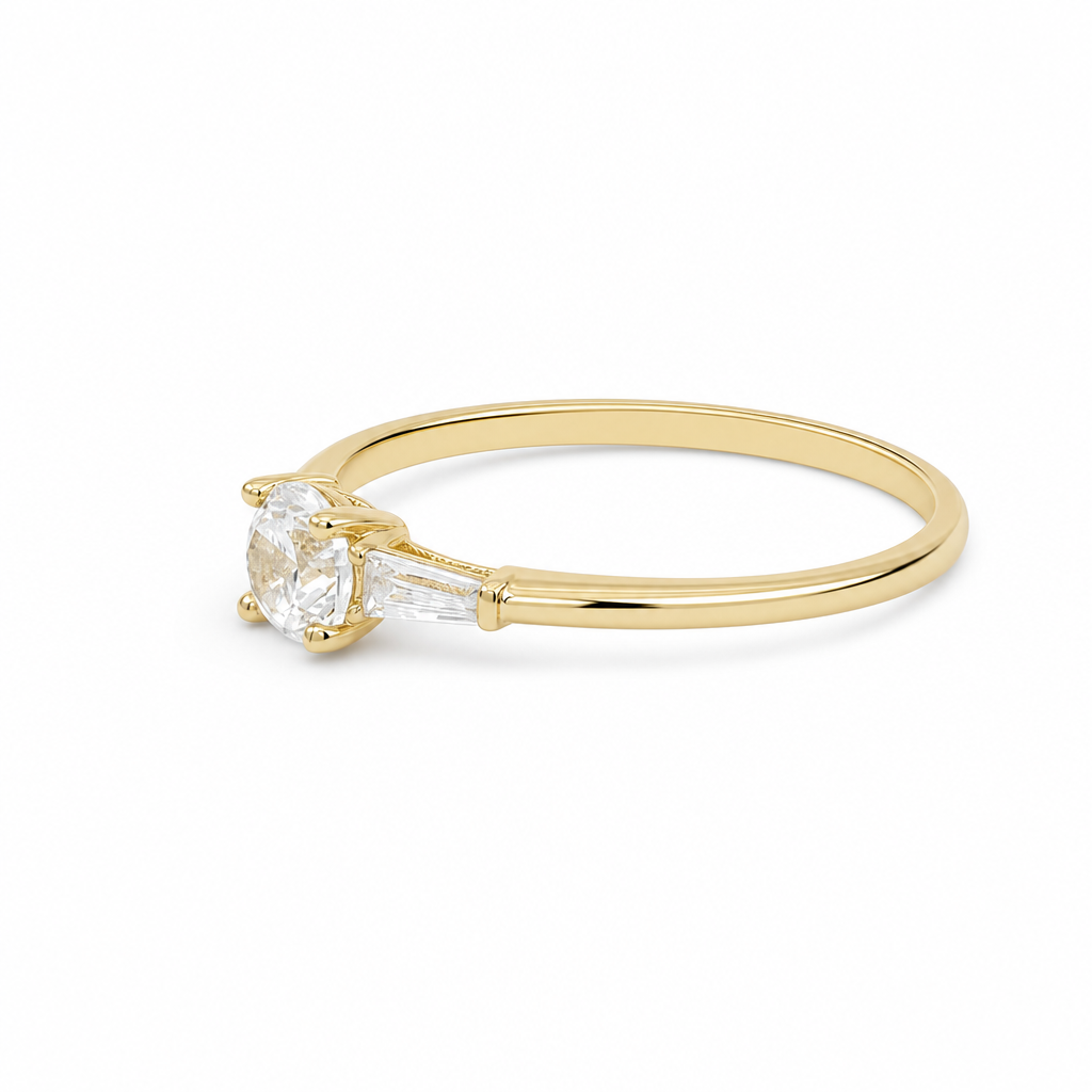 14K Yellow Gold Women's Engagement Ring / Stone: Cz / Size: 8 / Weight: 1.6 GR / DQWR4ER-3