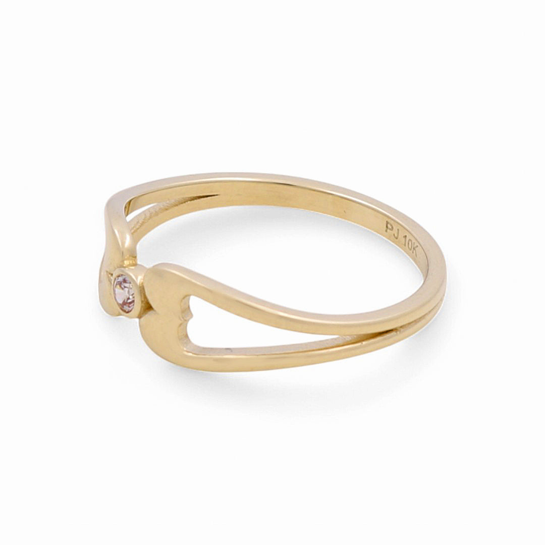 10K Yellow Gold Fashion Women's Ring with White CZ / Size: 8 / Weight: 1.8 GR / DPWR0FS-9