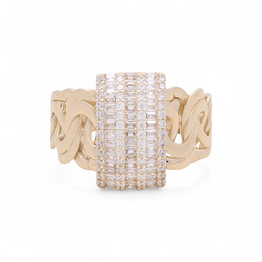 14K Yellow Gold Baguette Women's Ring with Cz / Size: 7.5 / Weight: 5.6 GR / DQWR4FS-19