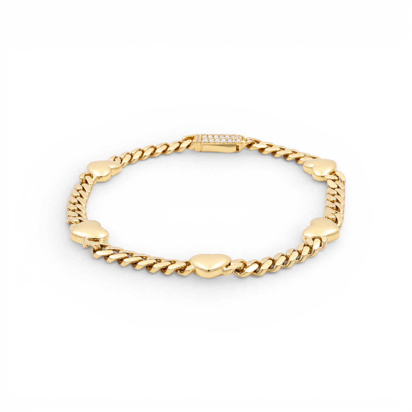 10K TF Yellow Gold Women's Plain Heart Bracelet  / Size: 6.5" / Weight: 4.5 GR / DQWB0HR-5