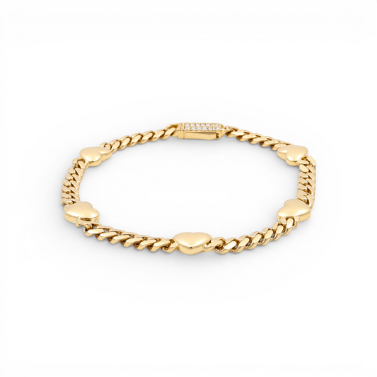 10K TF Yellow Gold Women's Plain Heart Bracelet  / Size: 6.5" / Weight: 4.5 GR / DQWB0HR-5