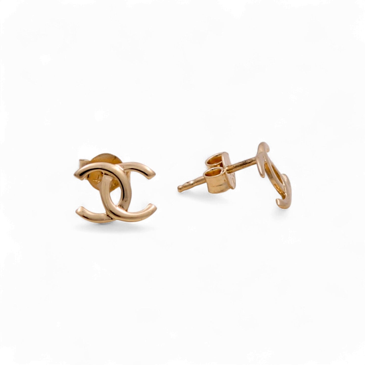 14K Yellow Gold Fashion CC Stud Earrings / Weight: 1.8 GR / DQES4CC