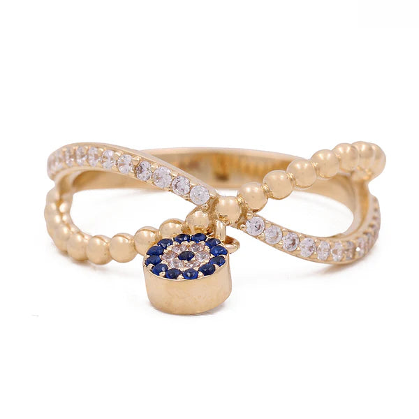 14k Blue and White Eye Women's Ring with Cz / Weight: 3.0 GR / COWR4EY-1