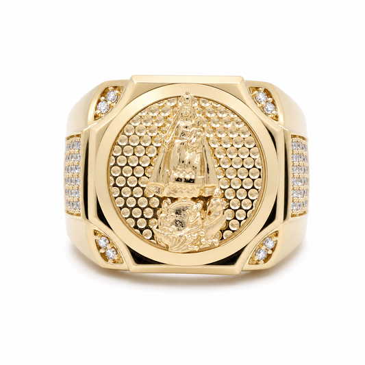 14K Yellow Gold Men's Rings with Virgen de la Caridad / Size: 11 / Weight: 10.4 GR / 711-99999