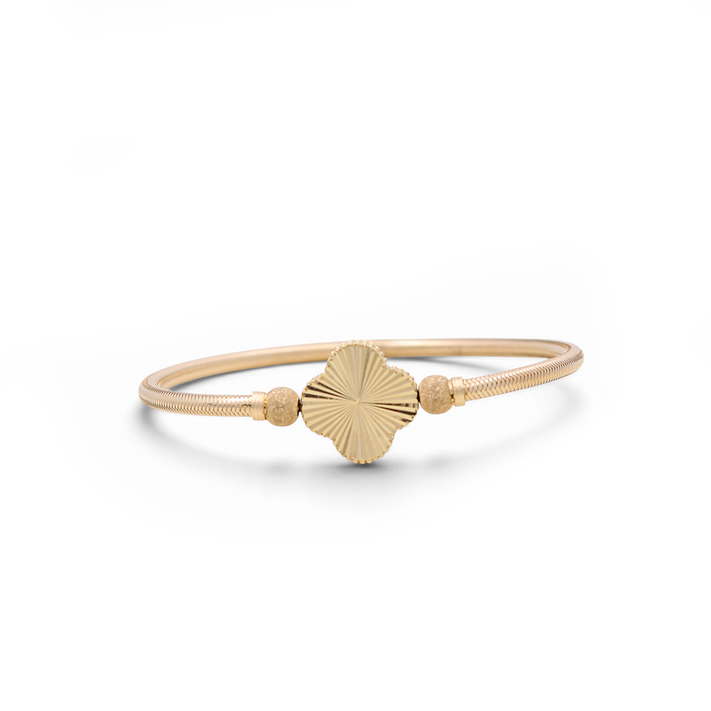 14K Yellow Gold Women’s Bracelet Elastic Band /Reversible Red/Gold Clover/ Weight: 4.8 GR / COWB4CLV-7