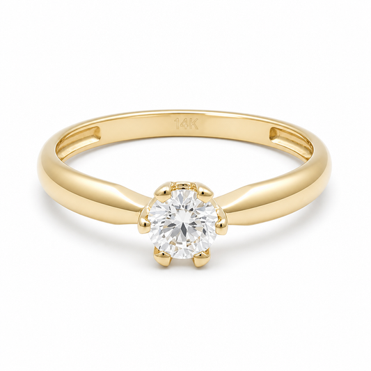 10K Yellow Gold Engagement Women's Ring / Size: 8.25 / Weight: 1.6 GR / DQWR0ER-3