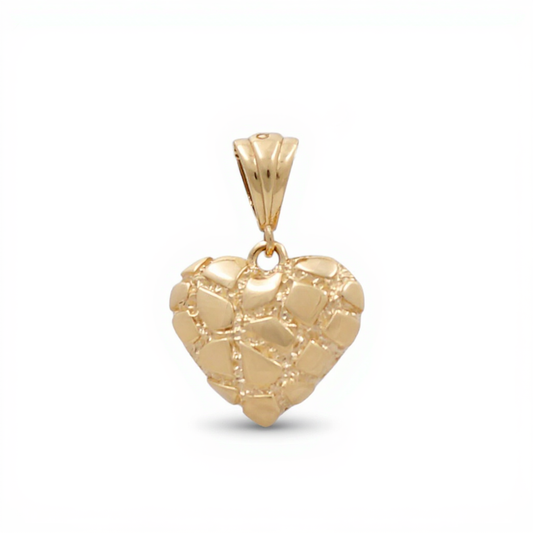 10K Yellow Gold  Heart Pendant with Nugget Design / Weight: 1.5 GR / CQPD0HR-4