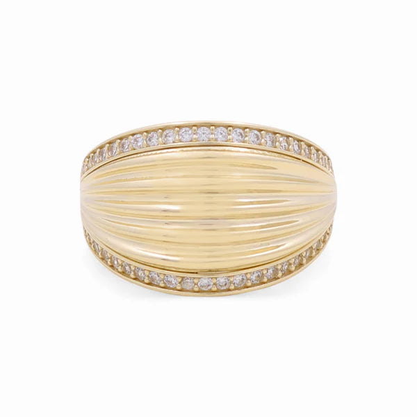 14K Yellow Gold Fashion Women's Ring with white Cz / Size: 8.5 / Weight: 3.1GR / DQWR4FS-38