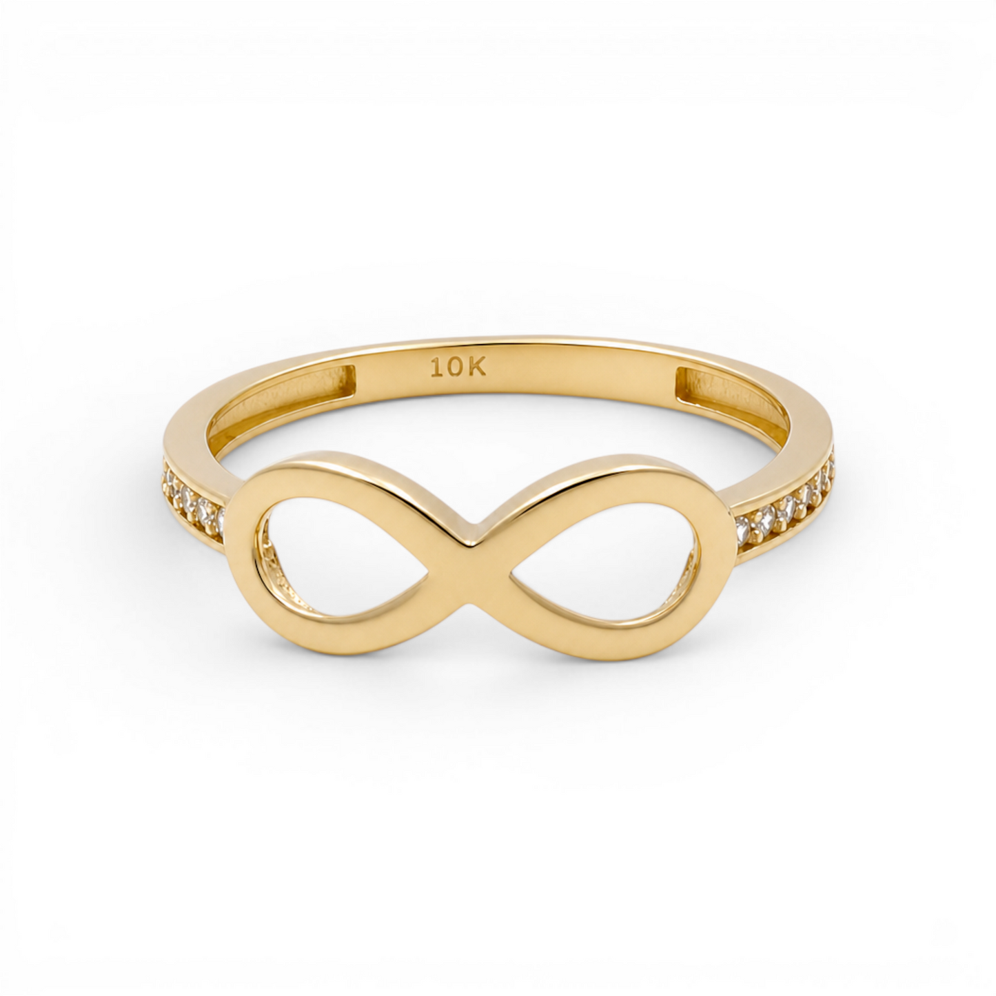 10K Yellow Gold Infinity Women's Ring with Cz / Size: 7 / Weight: 1.2 GR / DQWR0IF-6