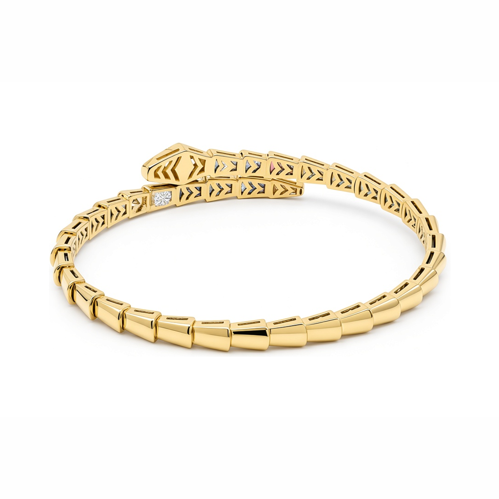 14K Yellow Gold Fashion BV Bangle Bracelet with Cz / Size: 18 / Weight: 10.4 GR / P23B-1650