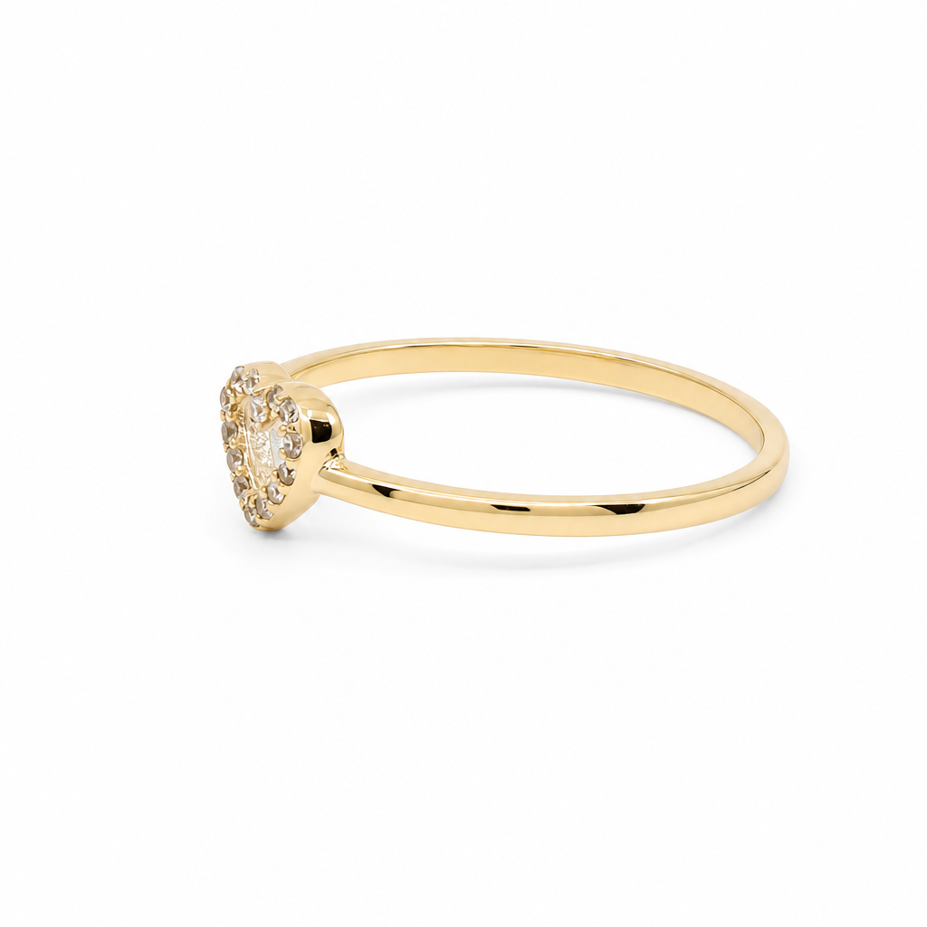 14K Yellow Gold Heart Women's Ring with Cz / Size: 8 / Weight: 1.2 GR / DQWR4HR-25