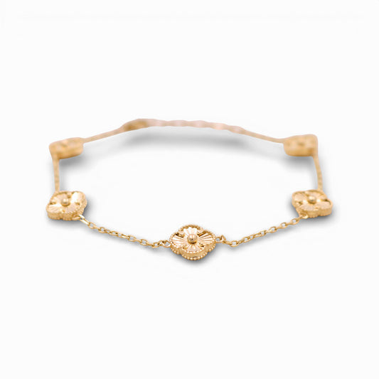 10K Yellow Gold Five Clover Women's Bracelet / Size: 7.5” / Weight: 3.8 GR / DQWB0CLV-3