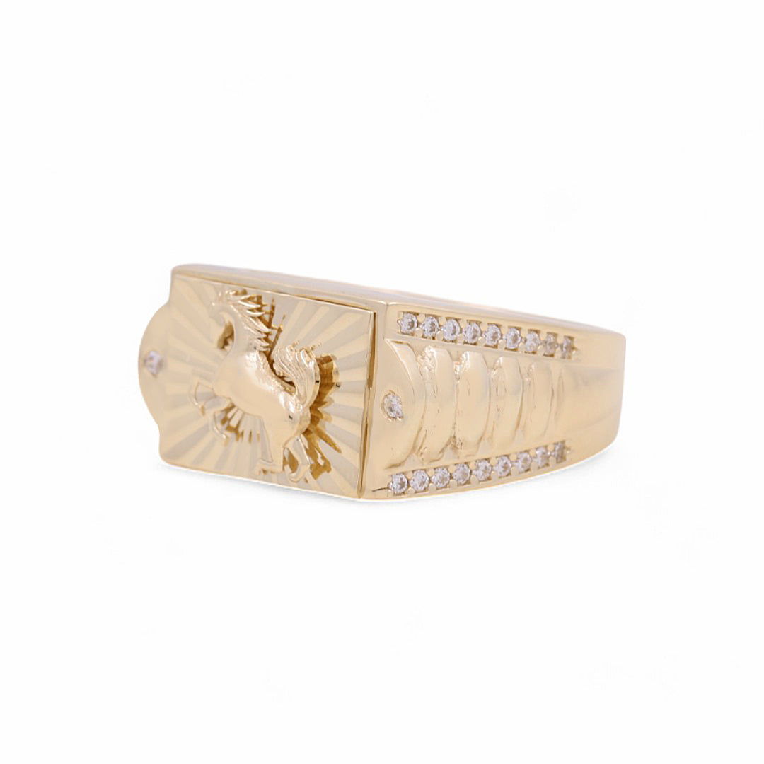 14K Yellow Gold Men’s Horse  Fashion Ring / Size 10/ 6.4gr COMR4FS-34