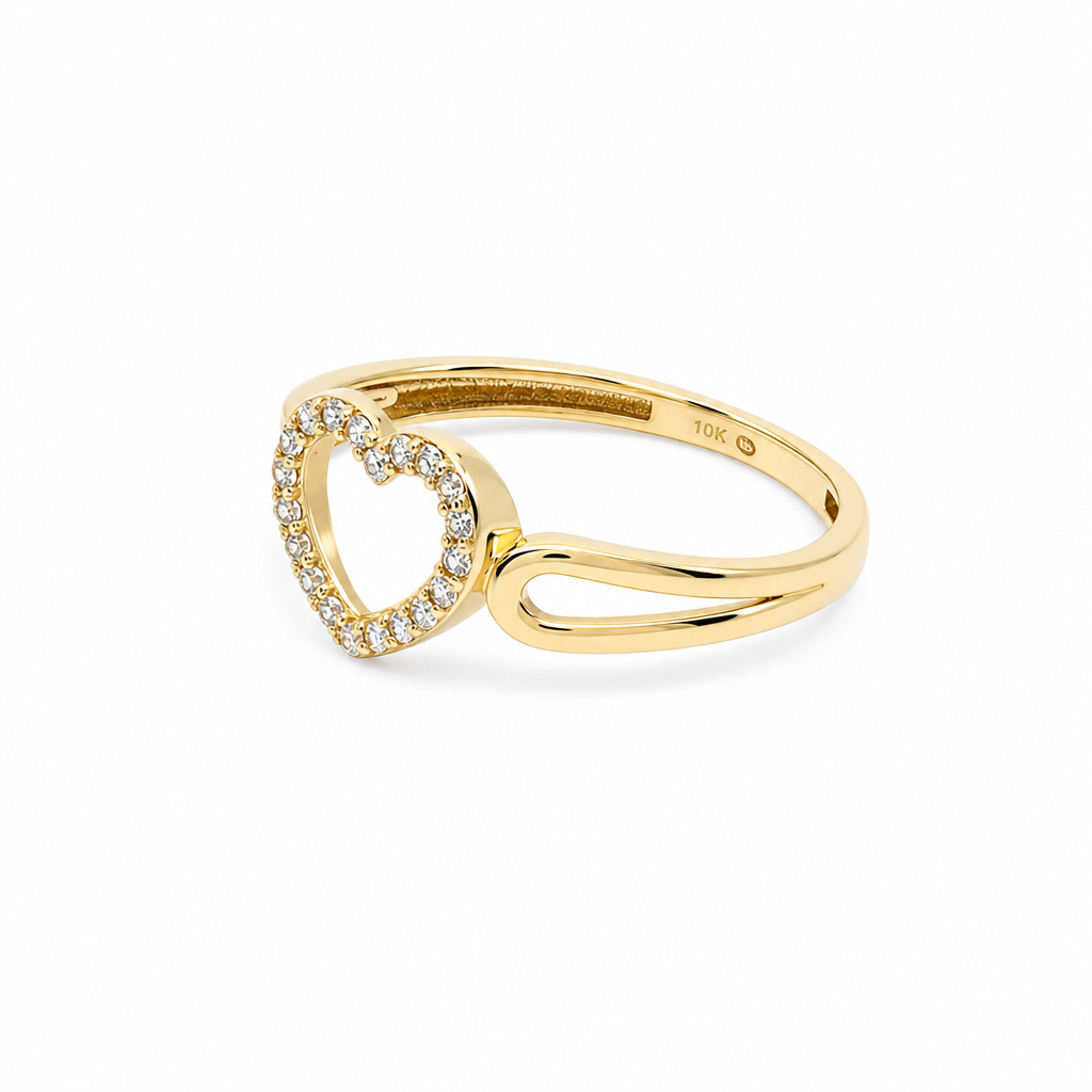 10K Yellow Gold Heart Women's Ring / Size: 7 / Weight: 1.2 GR / P03R-2429