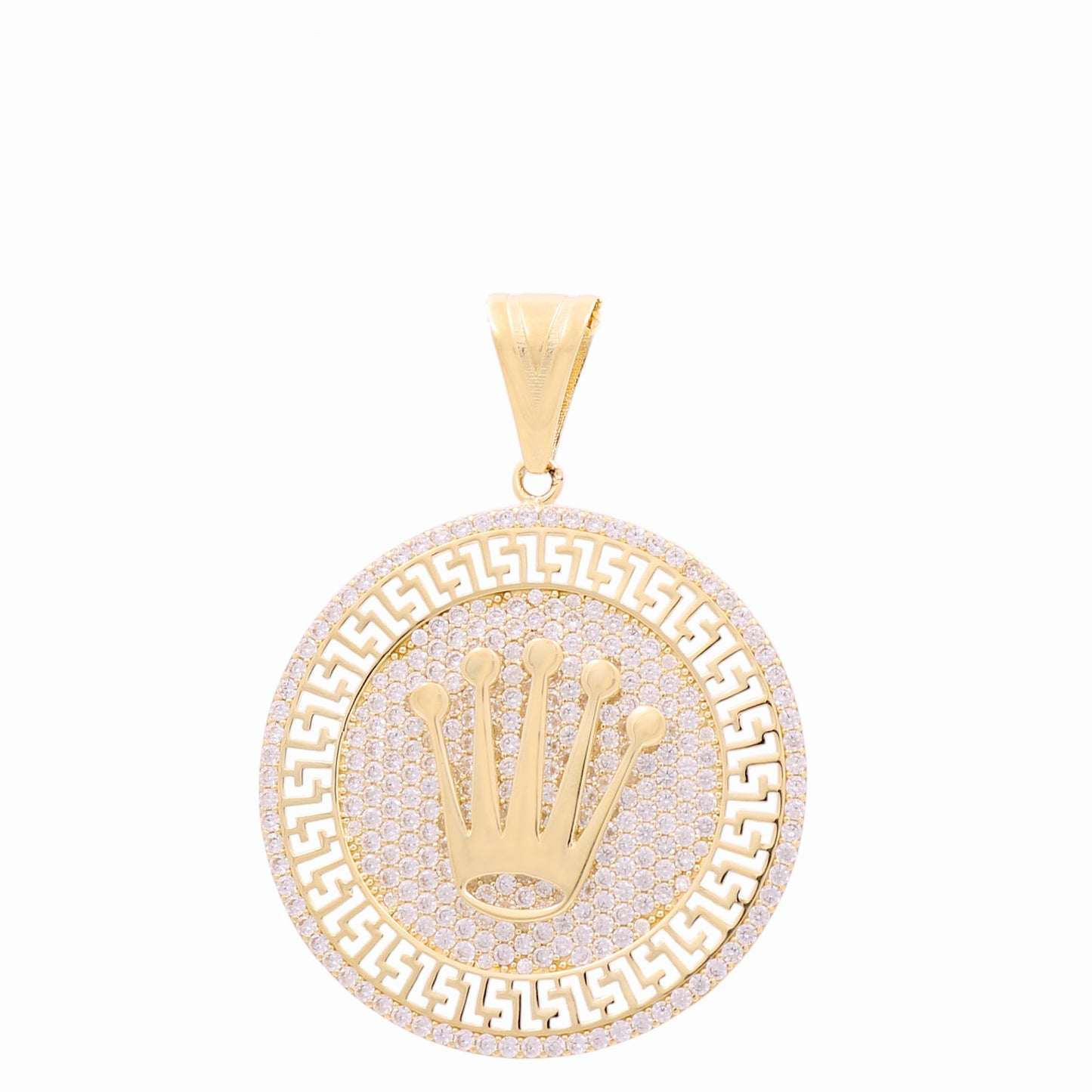 14K Yellow Gold Fashion RX with Greek Pendant / CZ / Size: 39MM / Weight: 11.4 GR / COPD4FSRX