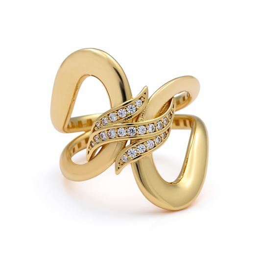 10K Yellow Gold Fashion Women's Ring with CZ / Size: 7  / Y25-155