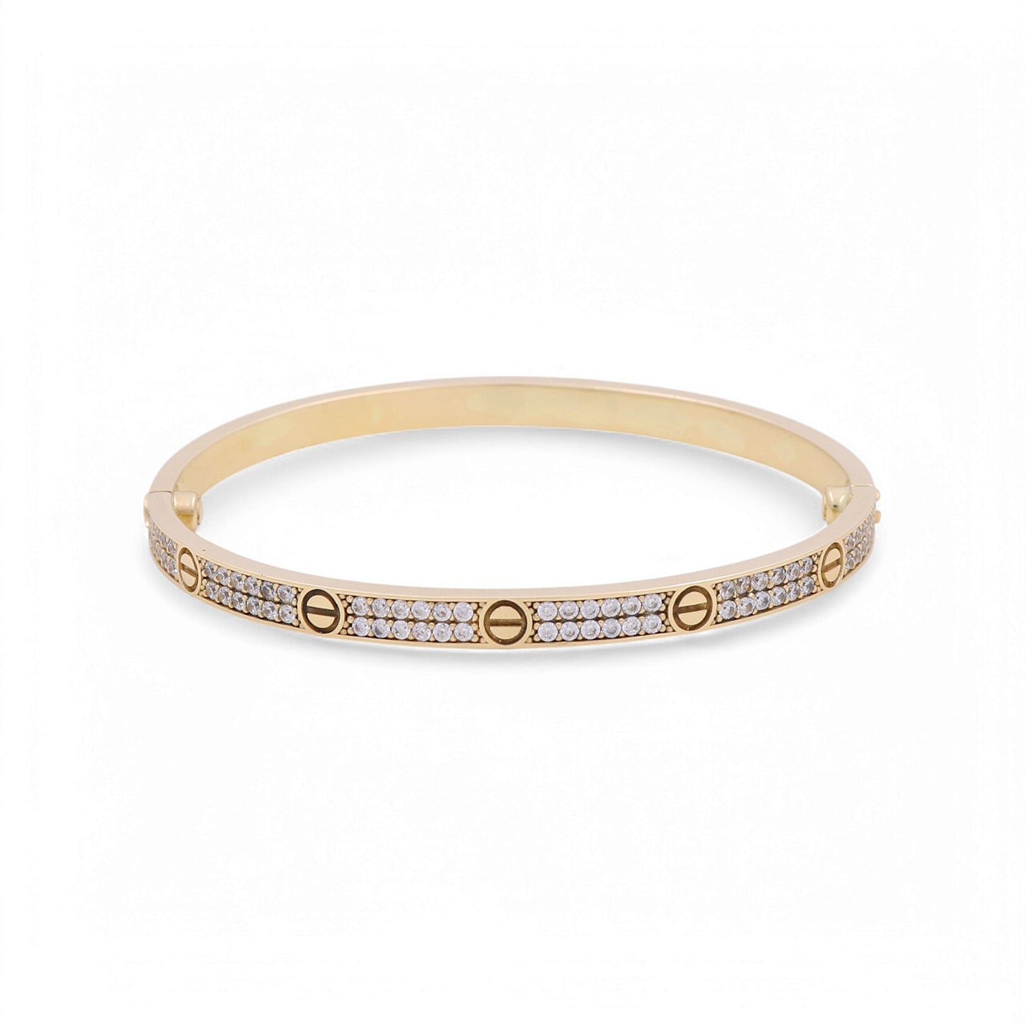 10K Yellow Gold Fashion SemiSolid Bangle CT Bracelet with Cz / Size: 7.25 " / Weight: 11 GR / CQBB0FSCT