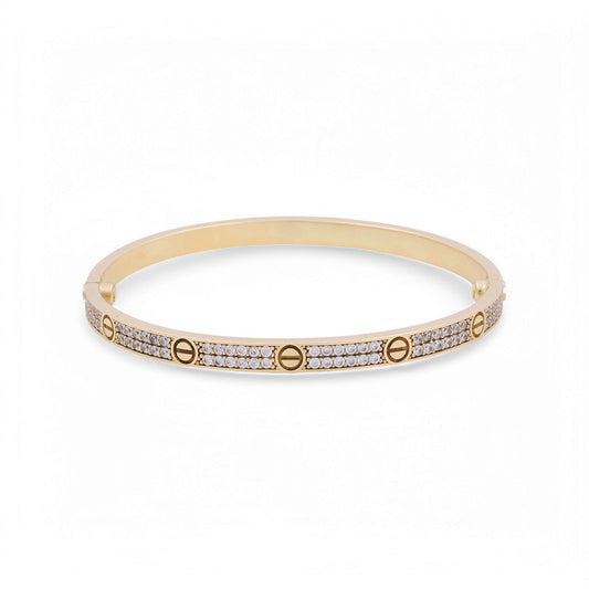 10K Yellow Gold Fashion SemiSolid Bangle CT Bracelet with Cz / Size: 7.25 " / Weight: 11 GR / CQBB0FSCT
