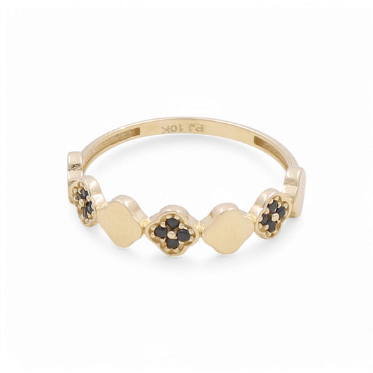 10K Yellow Gold Flowers Women's Ring with CZ / Size: 7.5 / Weight: 1.1 GR / DPWR0FL