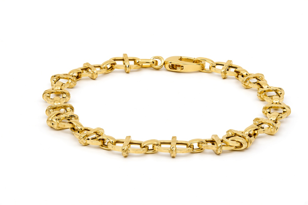 10K Yellow Gold Semisolid Italian Link Bracelet / Size: 7.5" / Weight: 3.5 GR / 110MR741RBR