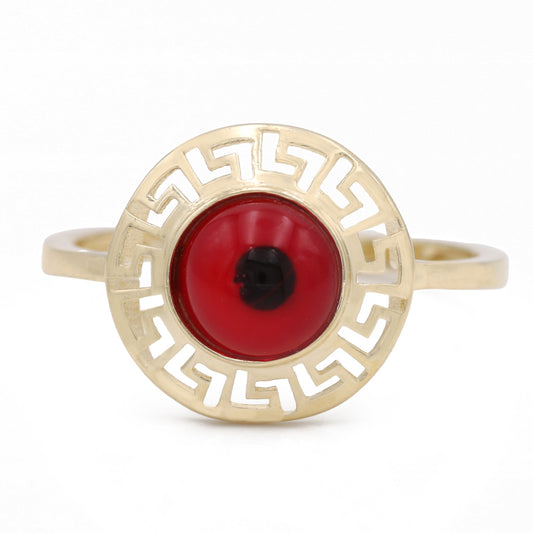 14K Yellow Gold Women’s Greek Evil Eye Ring /  Weight: 2.1 GR / BOWR4FS-21