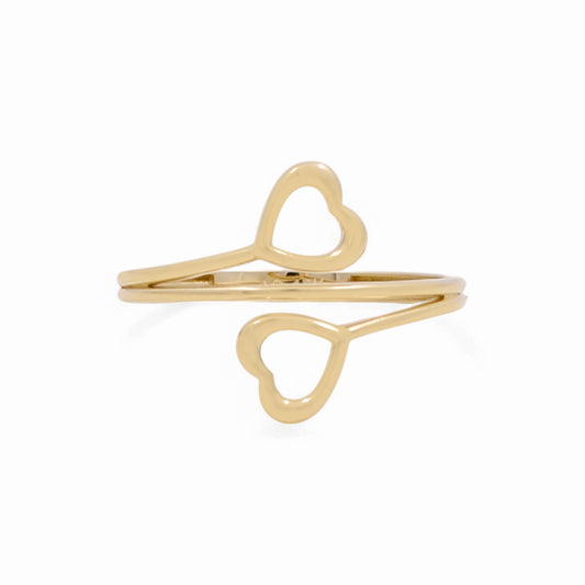 10K Yellow Gold Hearts Women's Ring / Size: 7.5 / Weight: 1.2 GR / Y24-1322
