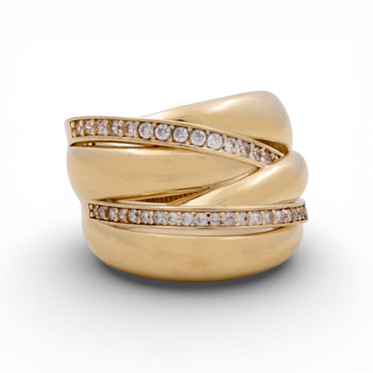 14K Yellow Gold Fashion Women's Ring With Cz / Size: 8 / Weight: 6.2 GR / Y25-474