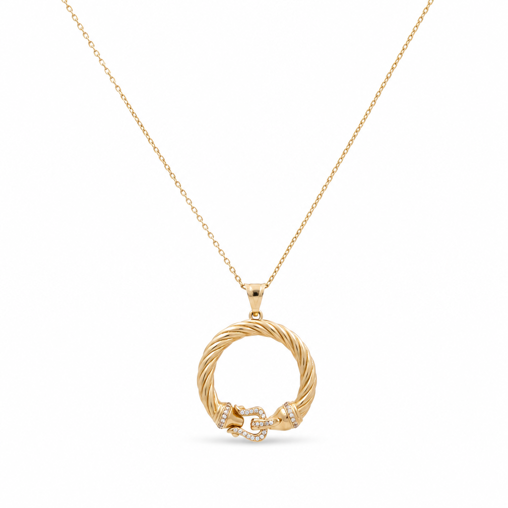 14K Yellow Gold Fashion Necklace With Pendant / Size: 16" / Weight: 5.8 GR / Stone: Cz / CCNK4FS-1