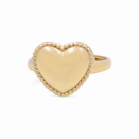10K Yellow Gold Heart Women's Ring  / Size: 8 / Weight: 2 GR / Y25-238