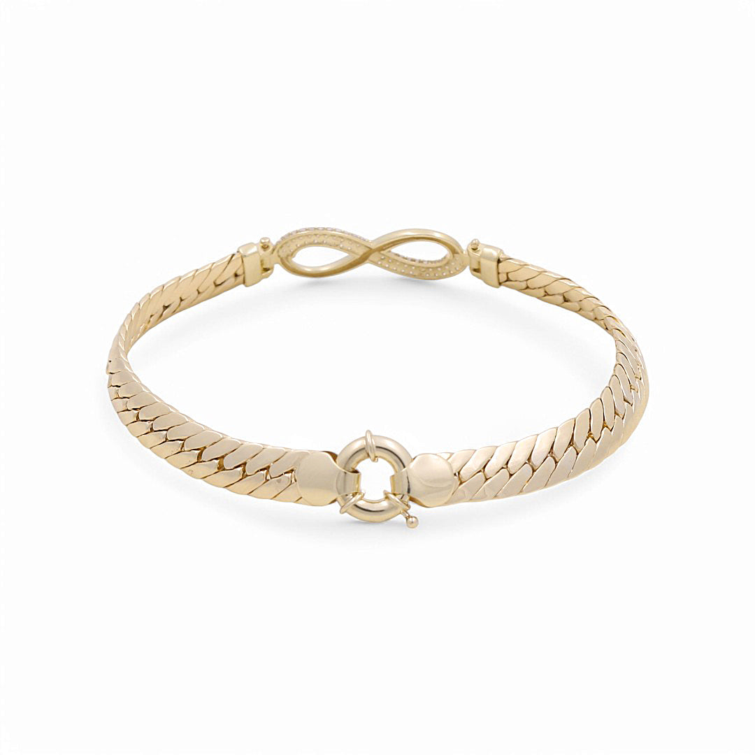 10K Yellow Gold Infinity Women's Bracelet With Cz / Size: 7.5" / Weight: 8.2 GR / DPWB0IF