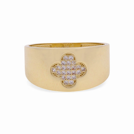 10K Yellow Gold Clover Women's Ring with Cz / Size: 7 / Weight: 2.6 GR / DPWR0CLV-5