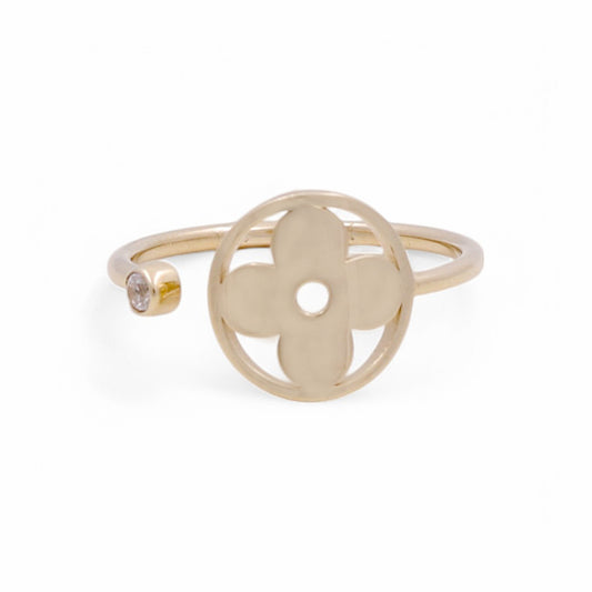 14K Yellow Gold Fashion LV Women's Ring with CZ / Size: 7 / Weight: 1.7 GR / DPWR4FSLV