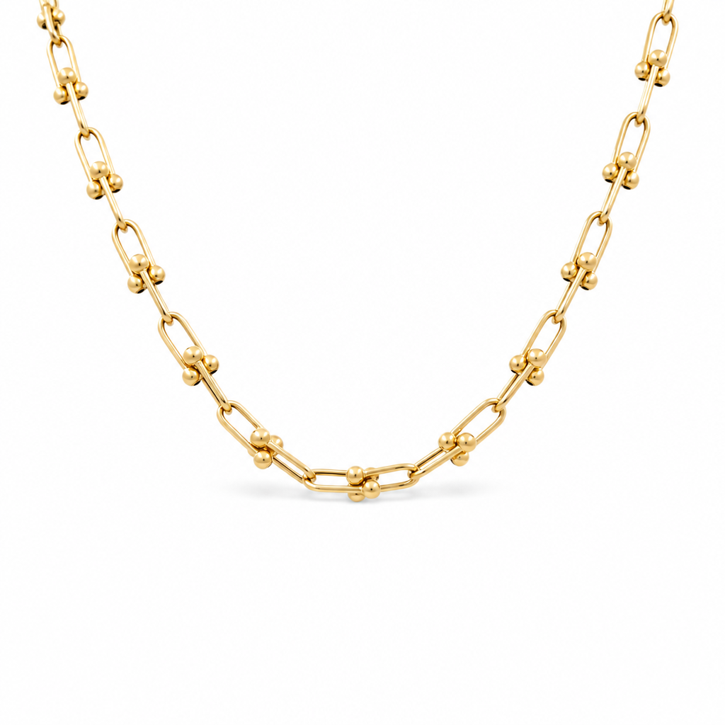 10K Yellow Gold Fashion TF Link Necklace  / Size: 18” 8MM / Weight: 20.2 GR / DQNK0TF-1