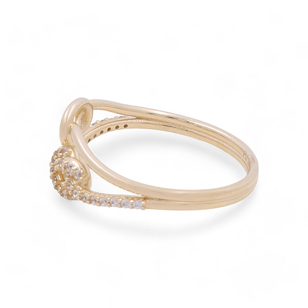 14K Yellow Gold Women’s Double Knot Ring / CZ / Weight: 2.5 GR / COWR4FS-110